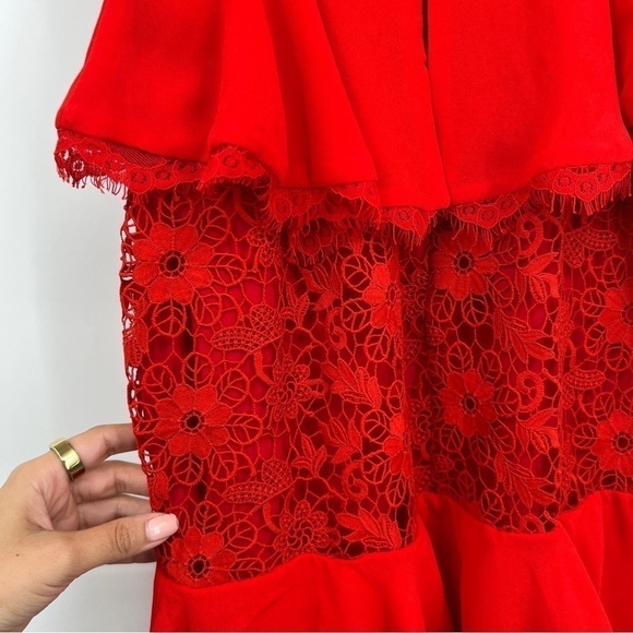 Majorelle Zelda Fitz Gown Sleeveless Chiffon Floral Lace High Low Maxi Dress XS - Picture 13 of 14